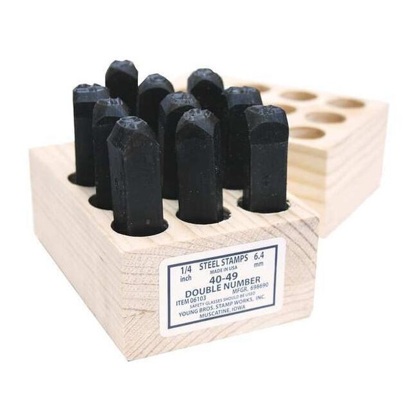 Young Bros Stamp Works Hand Stamp Kit, Double Digit Number Set 06103 00-09