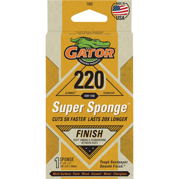 Gator Large 3 In. x 5 In. x 1 In. 120-Grit EZ123 Jumbo Sanding Sponge 7302