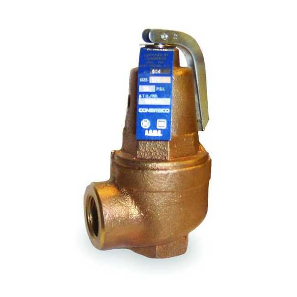 Safety Relief Valve, 3/4 In, 75 psi, Bronze, BtuH: 1, 686, 000