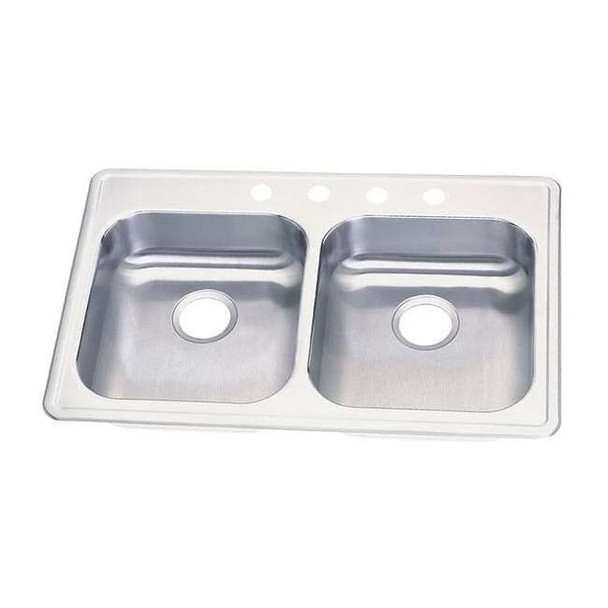 Elkay Drop-In Sink, Drop-In Mount, 4 Hole, 14" x 15-3/4", Satin GE233214