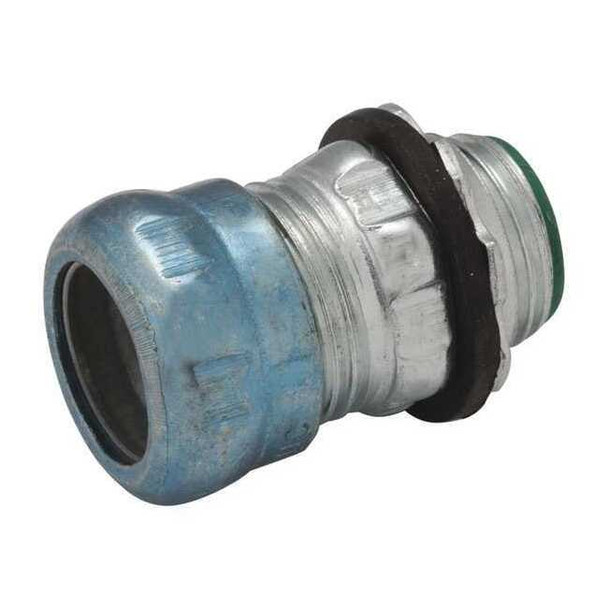 EMT Grounding Connector, 2 in, Compression, Steel, Plain, Black; Gray