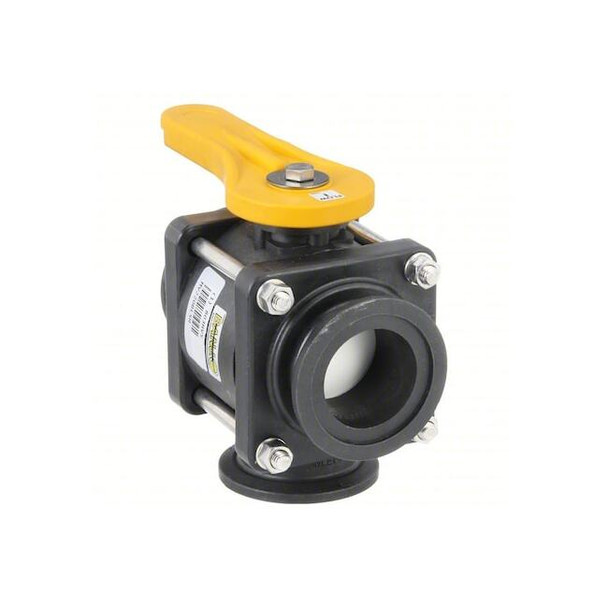 Banjo Manual 3-Way Ball Valve,2",Polypro MV220BLSH
