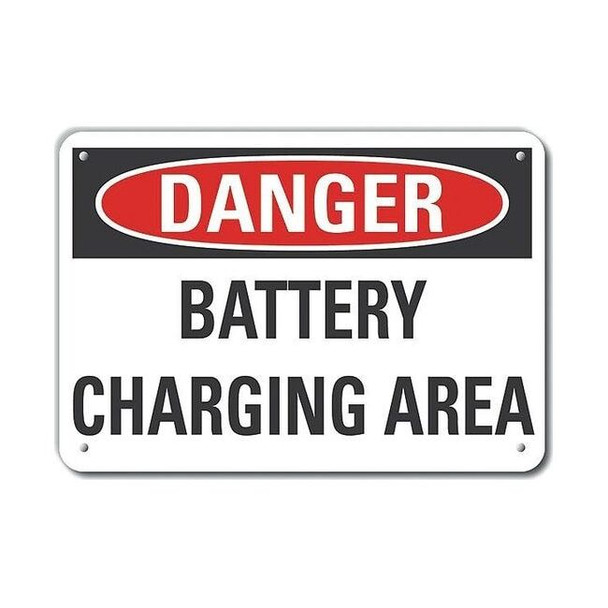 Danger Sign, 10 in Height, 14 in Width, Aluminum, Horizontal Rectangle, English