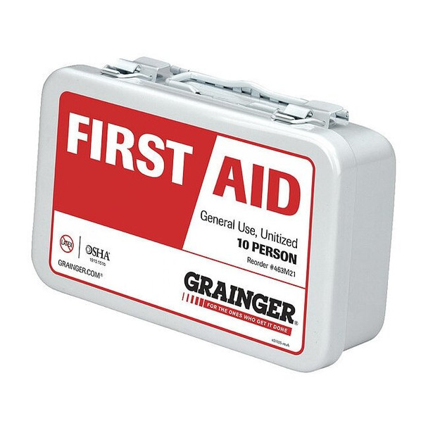 First Aid Kit and Housing, Metal 64 Components, 10 People Served