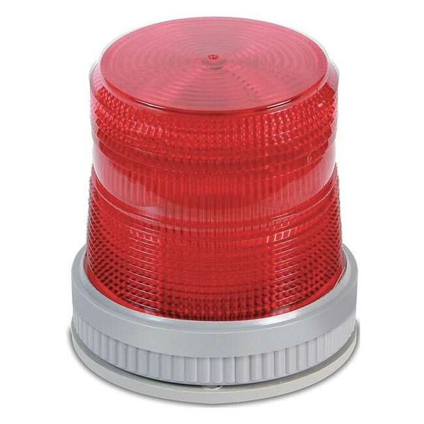 Warning Light, Red, LED, 120V AC, 65 FPM, 3 3/4 in Dia., Surface