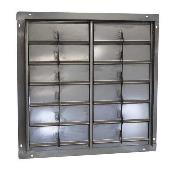 36 in 39"H-W 5 1/4"L SS Backdraft Dampr, 36-1/2 in x 36-1/2 in, Stainless Steel