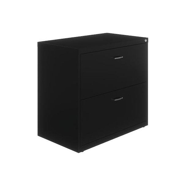 Space Solutions 2 Drawer Lateral File Cabinet, Black,  Letter 23923