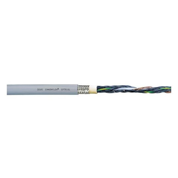 Control Cable, 14 AWG, 4 C, Gray, PUR, 1,000 V, 100 ft