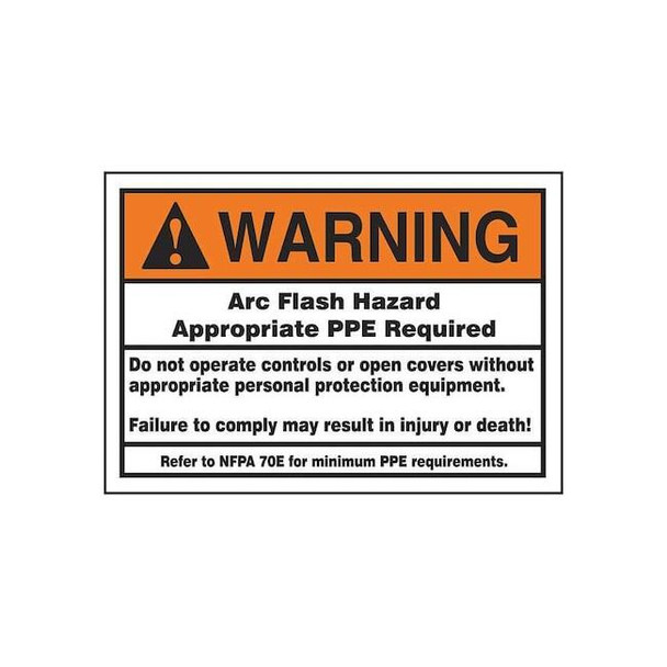 Accuform Label,5x7,Warning Arc Flash Hazard LELC387