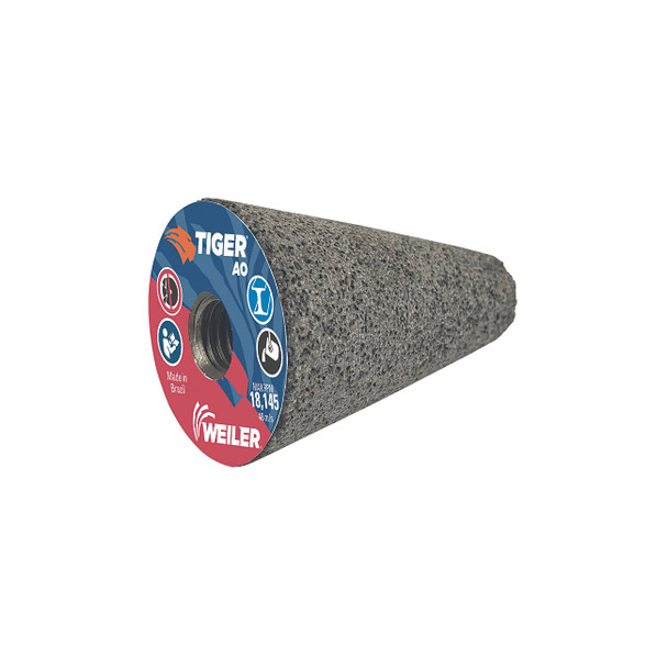 Tiger® Grinding Cone, 2 in dia x 3 in Thick x 5/8 in-11  Arbor, 24 Grit, Aluminum Oxide, Type 17, 12 EA/BX Pack of 12