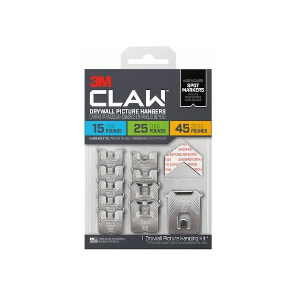 3m Picture Hanger, Silver, Steel, 7/16 in D 3PHKITM-10ES Pack of 12