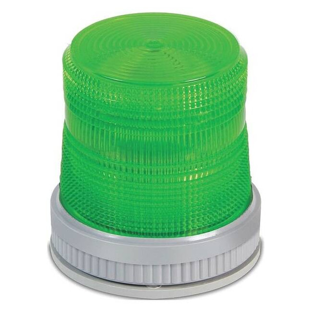 Warning Light, Green, LED, 120V AC, 65 FPM, 3 3/4 in Dia., Surface
