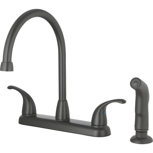 Homepointe 3-Hole High Arc Kitchen Faucet with Side Sprayer, Matte Black 109729