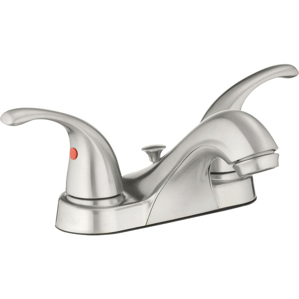 Homepointe Brushed Nickel 2-Handle Centerset Low Arc Bathroom Sink Faucet 242111
