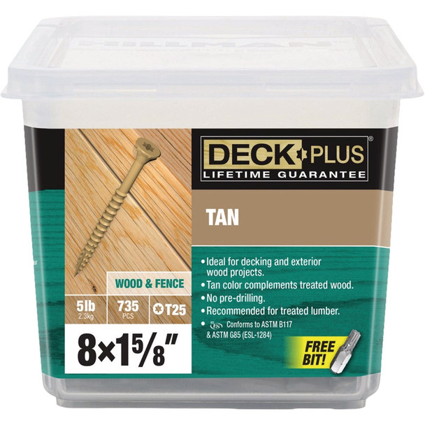 Hillman Deck Plus #8 x 1-5/8 In. Tan Deck Screw (735-Count) 48412