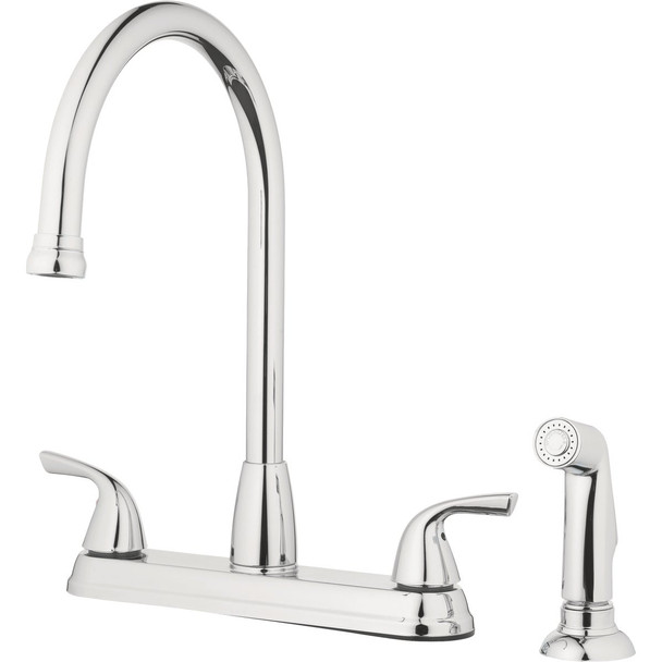 Homepointe 3-Hole Low Arc Kitchen Faucet with Side Sprayer, Chrome 239963