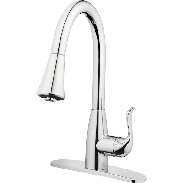 Homepointe Single or 3-Hole High Arc Pull-Down Kitchen Faucet, Chrome 239957