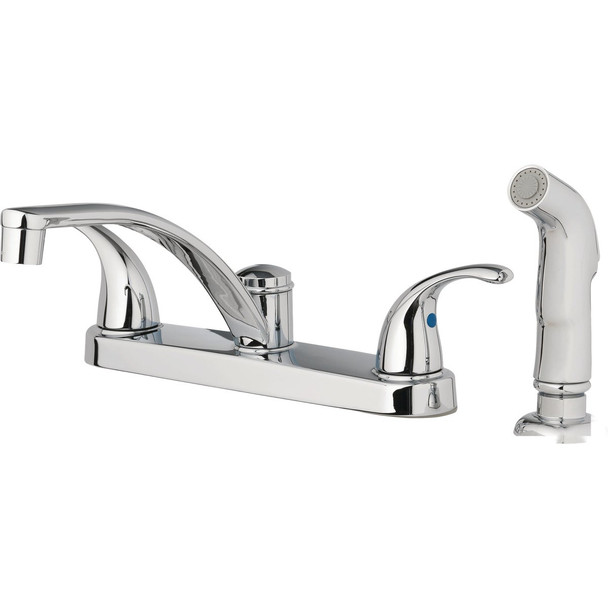 Homepointe 2 Decorative Lever Handle Kitchen Faucet, Chrome 242106
