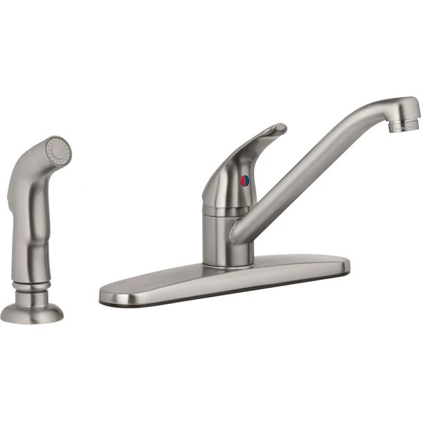 Homepointe PVD Single Lever Handle Kitchen Faucet, Brushed Nickel 242102