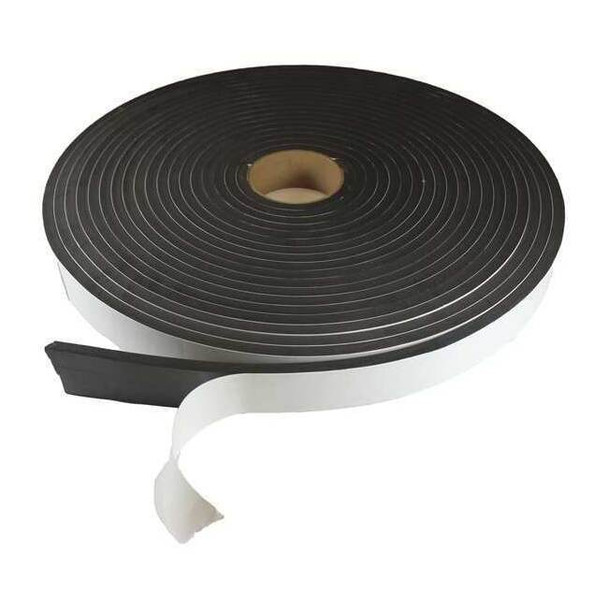 Foam Roll, Water-Resistant Closed Cell, 3 in W, 50 ft L, 1/2 in Thick, Black