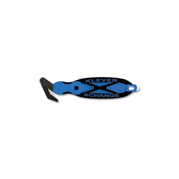 XChange Safety Cutter, Wide Head, 7 in L, Straight Blade, Steel, Plastic Handle, Blue