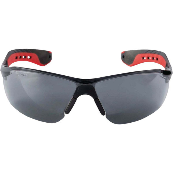 3M Black/Red Frame Flat Temple Safety Glasses with Anti-Scratch Gray Lenses