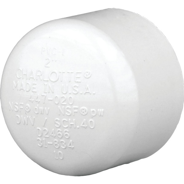 Charlotte Pipe 2 In. Solvent Weld Schedule 40 PVC DWV Cap PVC 00116 0800HA