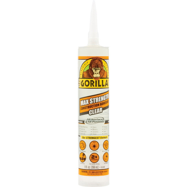 Gorilla 9 Oz. Clear Max Strength Construction Adhesive 8212302