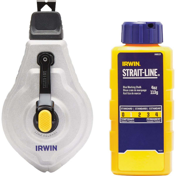 Irwin STRAIT-LINE Mach6 100 Ft. Chalk Line Reel and Chalk, Blue IWHT48445BC
