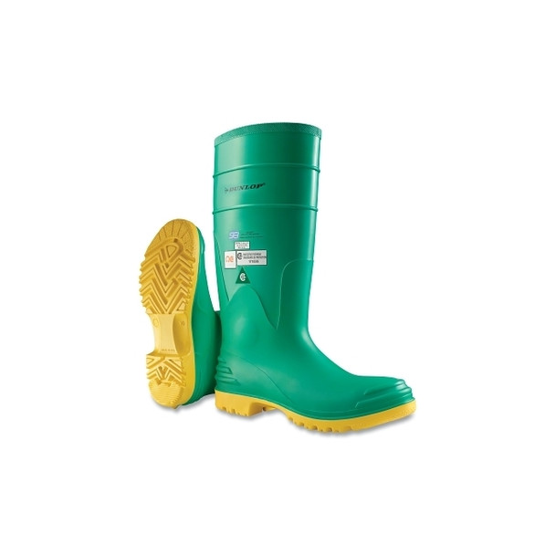 Hazmax Steel Toe/Midsole Rubber Boots, Men's 8, 16 in Boot, PVC, Green/Yellow