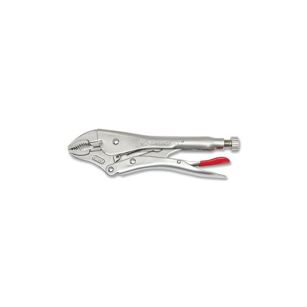 Curved Jaw Locking Plier w/Wire Cutter, 10 in OAL, 1-7/8 in Jaw Opening, Silver