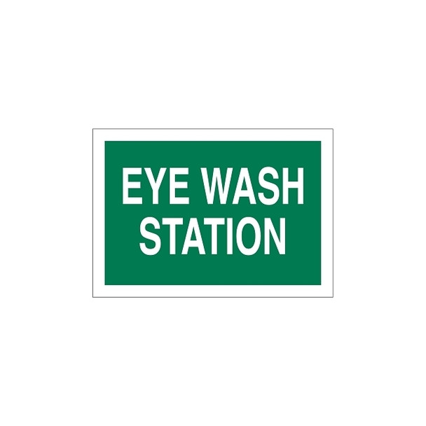 Eye Wash Station Signs, White on Green