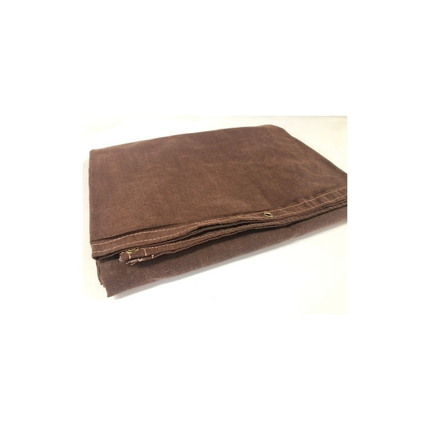Protective Tarp, 12 ft W x 20 ft L, Mildew/Water Resistant, Canvas, Brown
