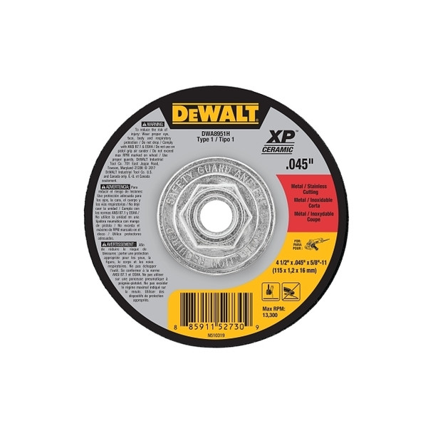 XP™ Ceramic Type 1 Metal Cutting Wheel, 4-1/2 in x .045 x 5/8 in -11