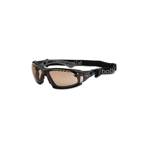 Rush+ Series Safety Glasses, Twilight Lens, Anti-Fog, Anti-Scratch, Polycarbonate, Black Frame