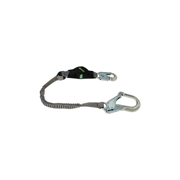 V-Series Stretch Single-Leg Energy Absorbing Lanyard, 310 lb, 6ft, Lg Snap Hooks