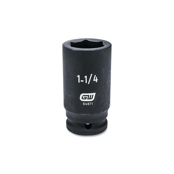 Impact Socket, 3/4 in Drive Size, 1-1/4 in Opening Size, 6-point, Deep Length