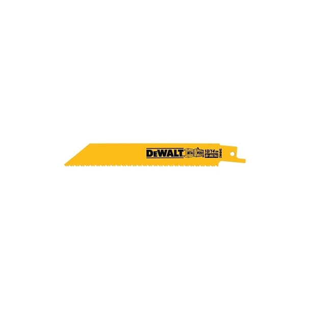 Bi-Metal Recip Saw Blades, 6", 10/14 TPI, Straight Back, Multi-Material, 5/PK