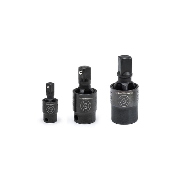 3 Pc. Impact Universal Joint Pinless, 1/2 in; 1/4 in; 3/8 in Dr