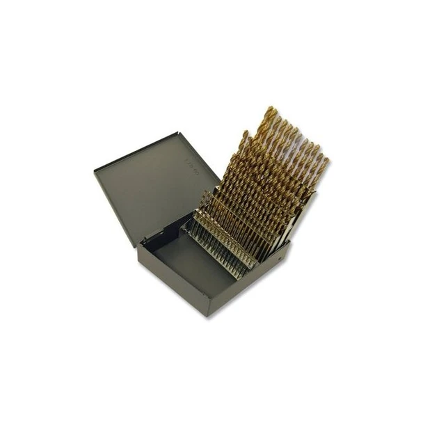 150ASP-TN TiN Heavy-Duty Jobber Length Drill Set, 60 Pc, #1 to #60, Metal Index Case