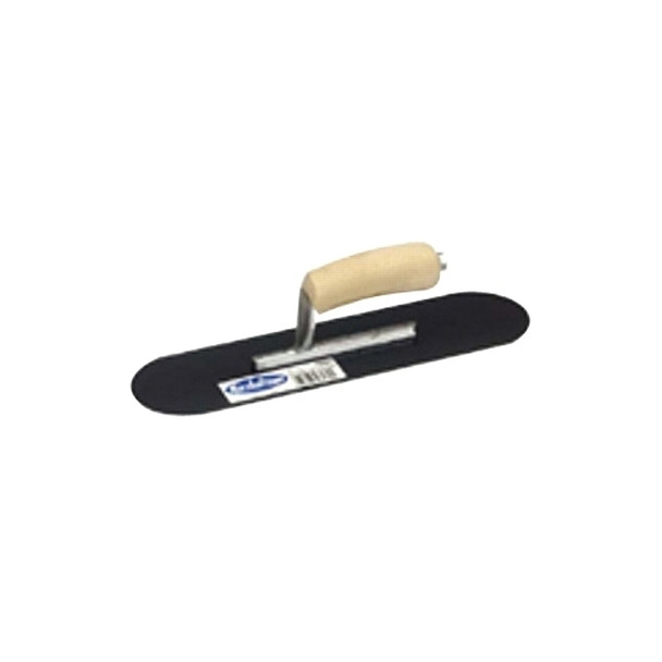 Pool Trowel, Blue Steel, Wood Handle, 16 in L, 4.5 in W