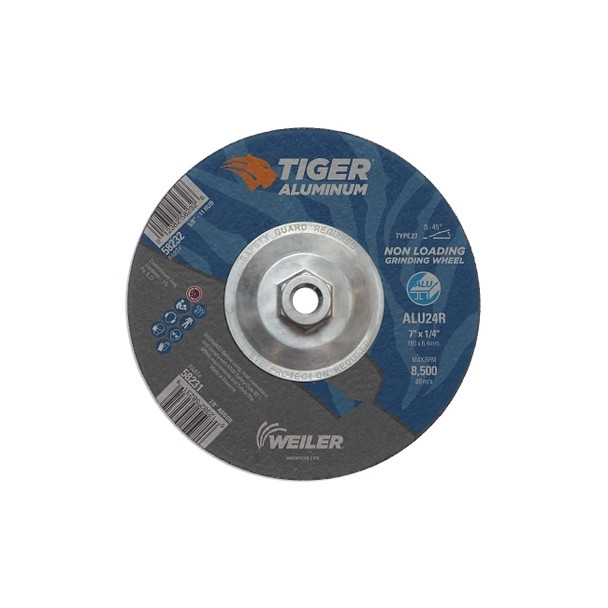 Aluminum Combo Wheels, 7 in Dia., 5/8 in Arbor, Type 27, 24 Grit, Alum. Oxide
