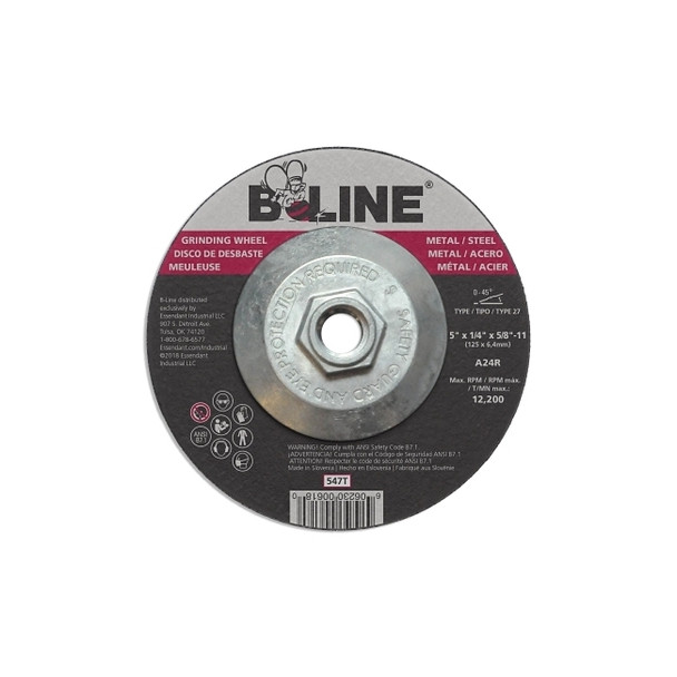 Depressed Center Grinding Wheel, 5 in dia, 1/4 in Thick, 5/8 in-11 Arbor, 24 Grit, Aluminum Oxide