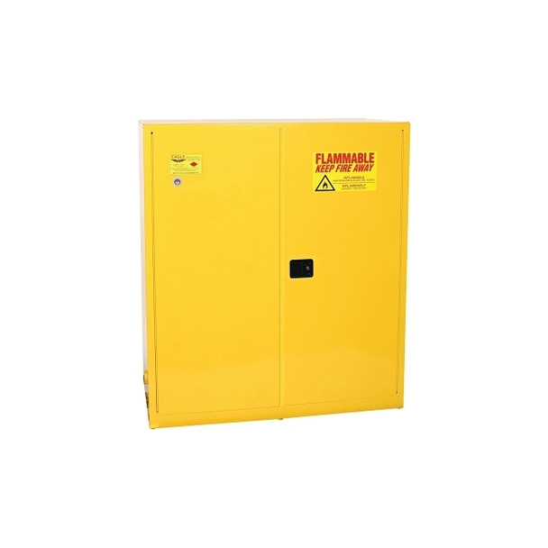 Drum Safety Cabinet, 2-Drum Vertical, Self-Close Door, 110 gal Cap, Yellow