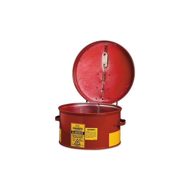 Dip Tank for Cleaning Parts, Manual Cover with Fusible Link, 5.5 in H x 9.375 in dia Outer, 1 gal, Steel, Red