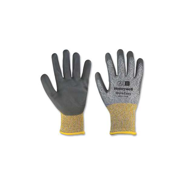 WorkEasy® Gloves, 7313G, Nitrile Palm Coating, Small, Gray/Yellow