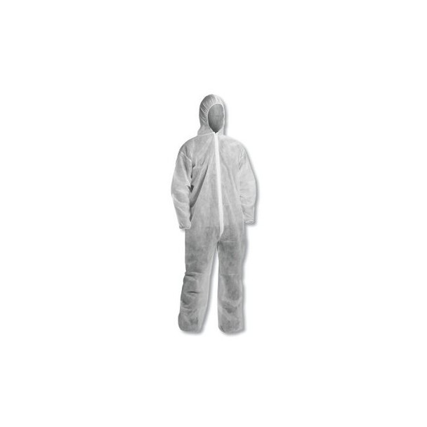 KGA10 Lightweight Coverall, Hooded, Zip Front, Elastic Wrist and Ankle, White, 3X-Large