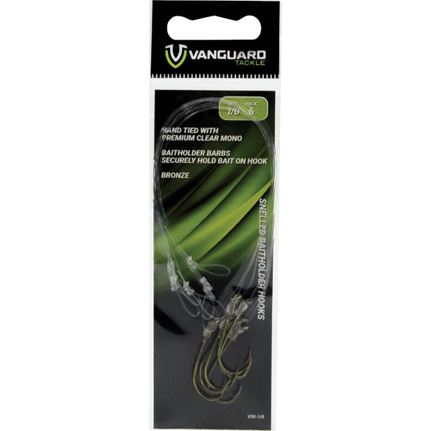 Vanguard Size 2 Baitholder Bronze Snelled Hooks (6-Pack) V30-2