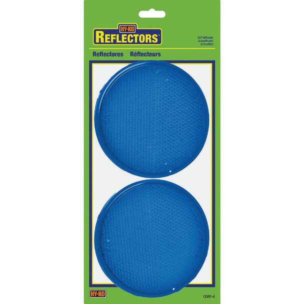 Hy-Ko 3-1/4 In. Dia. Round Blue Press-On Reflector (2-Pack) CDRF-4B