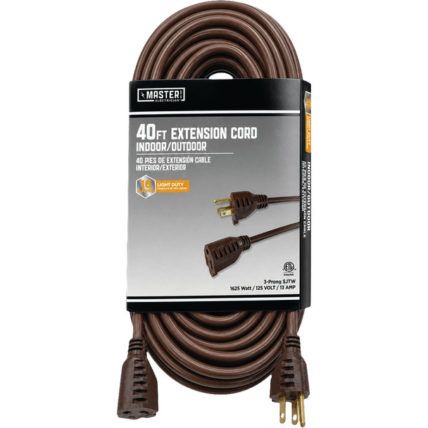 Master Electrician 40 Ft. 16/3 Light-Duty Brown Patio Extension Cord 02356-07ME